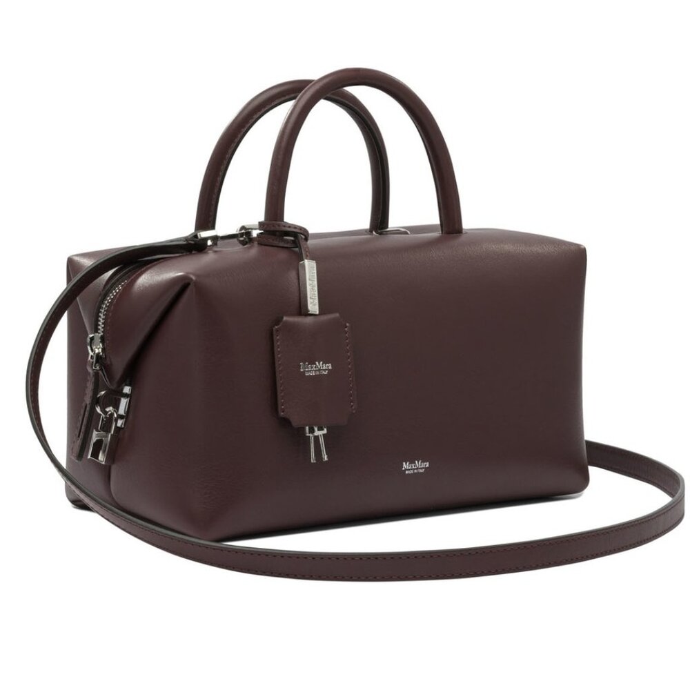 Max Mara Holdall Small Suede Bowler Bag in Bordeaux NWT w/ Dust Bag - Picture 2 of 6
